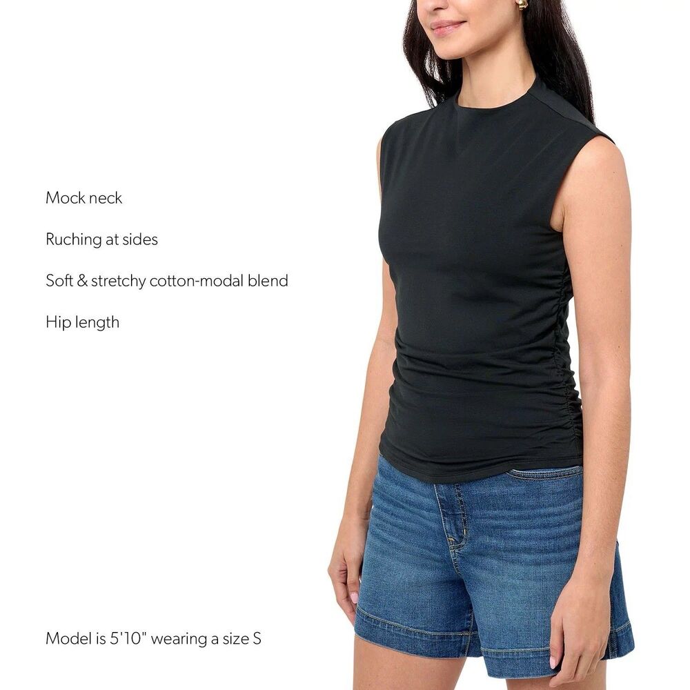 Rebecca Minkoff Ruched Tank Top, Women's Size M - Black - Picture 2 of 6